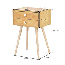 COSTWAY Comodino, Tavolino con 2 Cassetti in MDF Ecologico e Resistente, Naturale (2 cassetti)