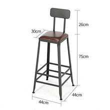 YS Sedia Sgabello da Bar Sedile Bar, Schienale in Legno Alto in Ferro Art Pu Sala da Pranzo Creativo per Pub Cucina per il Tempo Libero Nordic Semplice Moderno,75 cm,75 cm