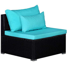 Festnight Set Divani da Giardino in Polyrattan, Set di Mobili da Giardino, Set Divano Esterno con Cuscini 9 pz Blu