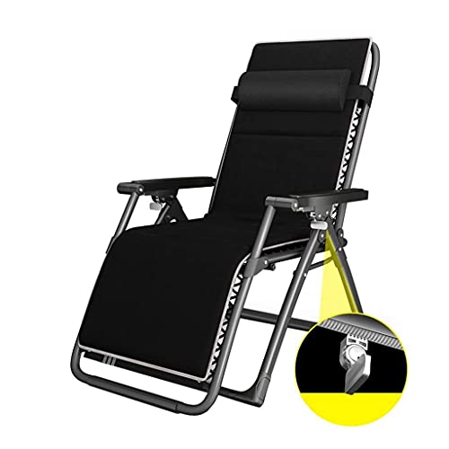 PAKUES-QO Sedia Sdraio Pieghevole reclinabile con Cuscini Imbottiti per Giardino all'aperto Campeggio Piscina Spiaggia Design | Lettino Prendisole Reclinabili Sedie a Sdraio, Nero Max. 160 kg