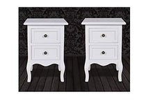 Comodino in legno, 2 pezzi, comodino moderno, comodino in legno, comodino con due cassetti, mobili per la casa, camera da letto, soggiorno, bagno, bianco