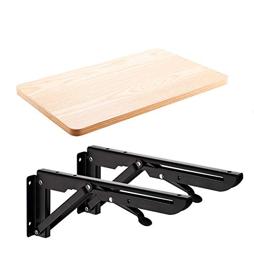 Semplicità Elegante Mensola a Muro Mobile con Supporto da Tavolo Mobile per Laptop Scrivania Ferro da Stiro Arte in Legno Massiccio Pieghevole Liscio Cuscinetto in Acciaio Inossidabile Resistente, 2