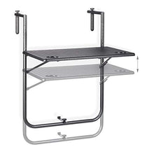 Relaxdays Tavolino Pieghevole da Balcone, Tavolo da Appendere Ringhiera, Altezza Regolabile, Resistente Intemperie, Nero