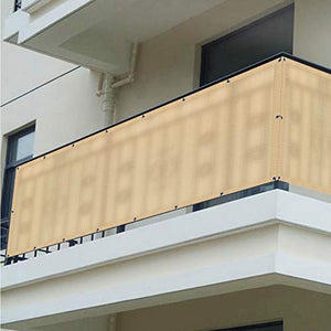 WUZMING Schermo per La Privacy del Balcone All'aperto Fence Net Parasole HDPE Resistente alle Intemperie Protezione UV con Occhielli per Yard Wall Giardino Cortile (Color : Beige, Size : 0.9x2m)
