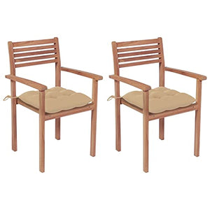 vidaXL Sedie da Giardino 2 pz con Cuscini Beige Massello di Teak
