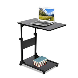 Ejoyous Tavolo Porta Laptop su Ruote, tavolino Mobile per Divano con divisorio di stoccaggio Comodino da caffè Regolabile in Altezza per Soggiorno Camera da Letto Ufficio Ospedale(Salice Nero)