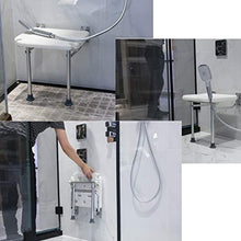 JXING Sgabello da Bagno, Sedile da Doccia a Parete, Sedile da Doccia Pieghevole con Gambe Sgabello da Bagno Panca da Bagno a Muro, Bianco