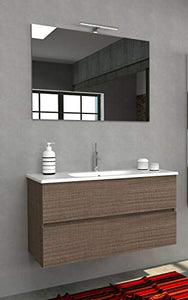 COMPOSIZIONE BAGNO Linea Elegance da 80CM Mobile Sospeso + Lavabo + Specchio + Lampada Led (Noce)