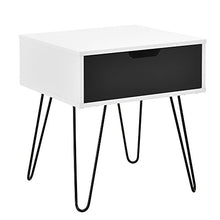 [en.casa] Tavolino d´appoggio 'Rosenheim' / Comodino/Como/Sideboard (Bianco/Grigio) con cassetto 40x40x44cm
