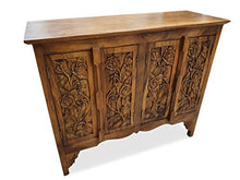Mobile in legno massiccio SIAM II – 80 x 96 cm comò in legno di acacia con intaglio (coloniale)