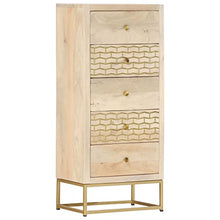 vidaXL Cassettiera Oro 45x30x105 cm in Legno Massello di Mango
