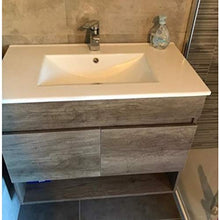 Salone Negozio Online Kit Mobile Bagno Dakota 2 Ante cm.80x45x64h Rovere con Lavabo e Specchio Inclusi