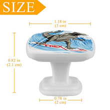 Set di 4 maniglie rotonde per armadio da cucina, credenza, cassettiera, cassettiera, con viti, per cucina, comò, armadietto, bagno, armadio T-REX Dinosaur Surf