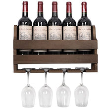 OROPY Portabottiglie a Parete e Supporto in Vetro, Scaffale di Esposizione di stoccaggio del Vino in Legno Rustic, per Arredamento Cucina, Sala da Pranzo, Bar, casa e Cucina, Completamente assemblato