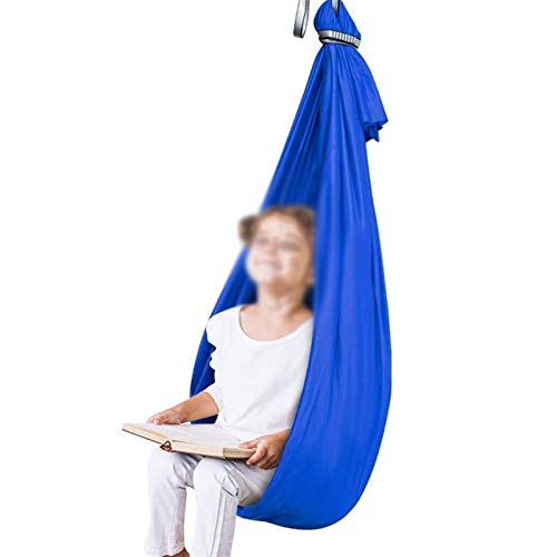 LICHUXIN Therapy Swing Hardware incluso con esigenze speciali amaca regolabile per bambini Active Aerial Yoga Swing ideale per autismo ADHD Sensory (colore : Blu, Dimensioni: 100x280cm/39x110in)