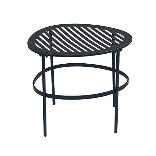 tavolino da caffè Rotondo in Metallo Nero, tavolino in Ferro battuto Casual per Soggiorno, Giardino, Semplice Montare Porta Fiori in Metallo