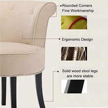 Sgabello da Toeletta Accent moderno Tempo libero Sedia in lino senza braccio Sedia a vanità Sgabello a vanità con schienale alto in legno Gambe nere Seggiolino morbido Schienale spesso Sgabello Per Ta