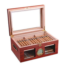 WZHZJ Desktop Humidor, Cedar divisore, e Brass Ring Vetro igrometro, detiene l'80 a 100 sigari
