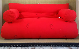 Divano Letto futon con braccioli Double Face Base Tatami Colori Rosso/Arancio Misura futon 120 x 200 cm