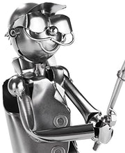 Brubaker Portabottiglie per Vino Pescatore - Deco-Oggetto in Metallo - con Biglietto di Auguri per Regalo Vino