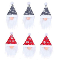 QiChan 6 Pezzi Coperchio Decorativo per Bottiglia di Vino di Natale, Adorabili gnomi di Natale Coperchio per Bottiglia di Vino, Sacchetti per Bottiglie di Cappello di Babbo Natale (Rosso e Grigio)