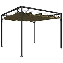 Tidyard Gazebo da Giardino con Tetto Retrattile Gazebo 3x3 m 180 g/m² Telo Scorrevole Poliestere Impermeabile Struttura in Acciaio con Tetto a Scomparsa Grigio Talpa