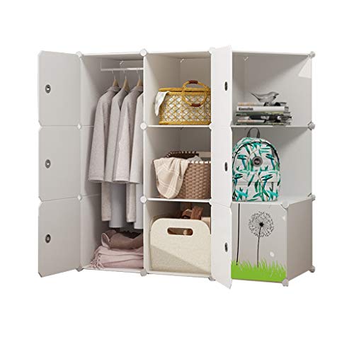 Locker 7-Portello dell'Armadio Guardaroba di Plastica 4-Gitter Scaffali Abbigliamento Combinazione Home Camera Bianco 111X47X111CM MUMUJIN