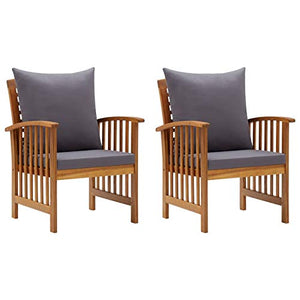 Tidyard Set 2 Sedie da Pranzo per Giardino in Legno Massello di Acacia con Cuscini 59x67x83 cm,Poltrone da Giardino in Legno,Poltrocine da Giardino in Legno,Poltrone Poltrocine da Esterno in Legno