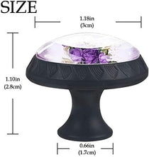 Fiore viola rosa lilla viola adorabile Pomelli per Porta Set di 4 Pomelli per Mobili Manopole per Cassetti Cucina Armadio Vetro