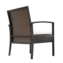 HTTIB - Set di mobili da giardino in rattan, impermeabile, 4 pezzi, set da bistrot in vimini, 2 poltrone, 1 divano a doppia seduta e 1 tavolino in vetro temperato (colore nero)