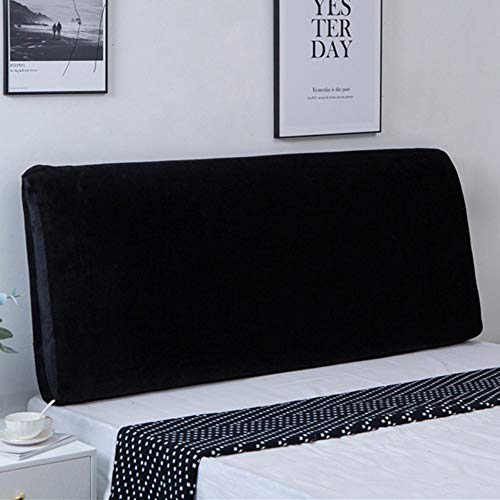 Copri Testata Letto in Velluto, Confortevole E Salutare Fodera per Testiera Letto Singolo Doppio Matrimoniale in Pelle in Legno Testiera Protezione Antipolvere Coperchio,Black-Length:180-200cm