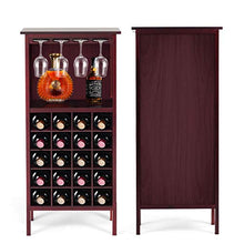 Giantex - Portabottiglie Cantinetta per Vino in Legno per 20 Bottiglie, Scaffale per Bottiglie di Vino con 4 Porta Calici, Vintage, per Cucina, Bar, 42 x 24,5 x 96 cm (Marrone)
