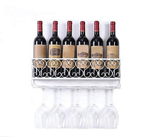 Fanville, portabottiglie da parete in ferro per vino, bottiglia di champagne, porta bicchieri da bar e feste (senza bicchiere di vino e vino)
