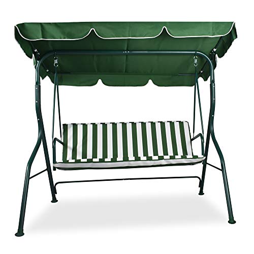 Franky Star Dondolo Altalena da Giardino/Terrazza a 3 Posti in Ferro Battuto e Tessuto con Cuscini e Tettuccio Parasole, 170 x110 X 152 cm