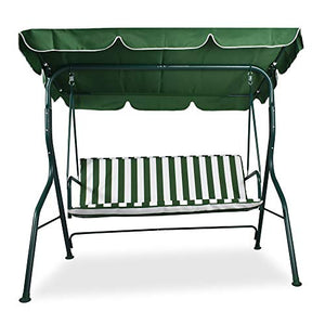 Franky Star Dondolo Altalena da Giardino/Terrazza a 3 Posti in Ferro Battuto e Tessuto con Cuscini e Tettuccio Parasole, 170 x110 X 152 cm