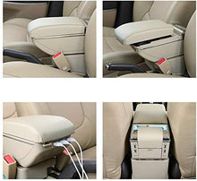 LANCHUN Armrest for P Eugeot 2008 2008-2011 Bracciolo Box Auto Centro Centro Console Console Braccio Rest con Funzione di Ricarica 7 Porte USB Double-Space (Color : Beige)