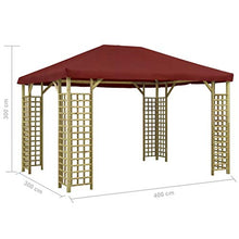 vidaXL Gazebo Tenda Tendone per Feste Padiglione per Eventi Baldacchino Telo Telone Copertura per Patio Accessori da Giardino 4x3 m Rosso bordò