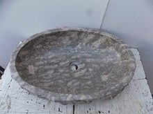 Marblechic - Lavandino in Marmo Grigio maculato Ovale cm 62x41x14 lavabo Stone bucciardato