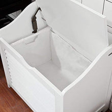 SoBuy® Cesto portabiancheria con Sacco per Biancheria, Panca Contenitore, bianco, FSR40-W,IT