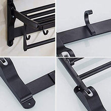 AINIYF Bagno Bagno Doccia Mensola Organizzatore Parete portasciugamani Alluminio dello Spazio Rettangolare igienici Punch Libero Hook up 2 Livello, Nero