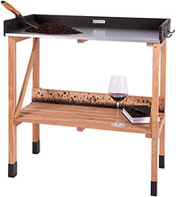 WONDERMAKE Tavolo da Lavoro in Legno di Ciliegio per Giardinaggio, Resistente a Intemperie, Per Giardini Balcone, Piano Zincato per Uso Esterno, CO2 neutro, 85x45x92 cm, Marrone Scuro Nero