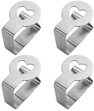Wacemak1r - Clip per tovaglia a forma di cuore, in acciaio inox, per ristorante, feste, picnic, buffet, 4 pezzi