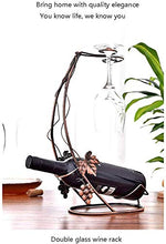 PROJECTOR F Desktop Wine Rack, Wine Rack può Essere Messo 1 Bottiglie di Vino, Sospensione 2 Red Wine Glasses, Ferro Battuto Mostra Ripiani Creativa Home Decoration,D