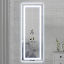Qimh 65x61 cm specchio verticale da parete illuminato a LED con cornice in alluminio, specchio rettangolare da appendere alla camera da letto e al bagno