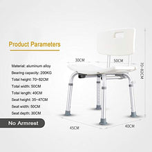GLJMTY Bagno Sedia Bagno in Alluminio Antiscivolo Sedia da Bagno Doccia Sgabello con Schienale