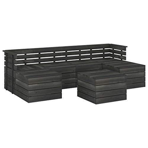 vidaXL Set Divani da Giardino su Pallet 7 pz Legno Pino Grigio Scuro