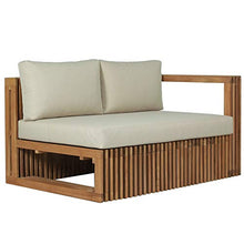 Teako Design Divano lounge Loppio laterale destro a 2 posti con cuscini in legno di teak, resistente alle intemperie, robusto divano da giardino