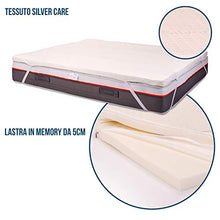 Topper Correttore 120x190cm in Memory Foam Alto 6 cm per Materasso una piazza e mezza con Rivestimento Silvercare sfoderabile, antibatterico, Ipoallergenico, Lavabile