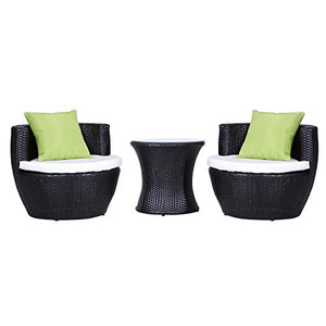 Outsunny Set Mobili in Rattan Set 2 Poltrone, Tavolino con Cuscini 3pz Giardino Esterno