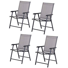 Outsunny Set 4 Sedie Pieghevoli da Esterni | Acciaio e Textilene | per Giardino Veranda Terrazzo | Grigio | 58x64x94cm